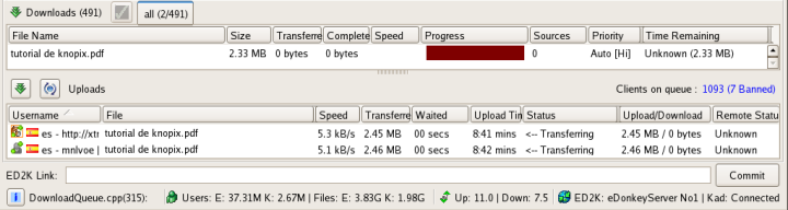 Up&down queue aMuleSVN fedora gnome.png
