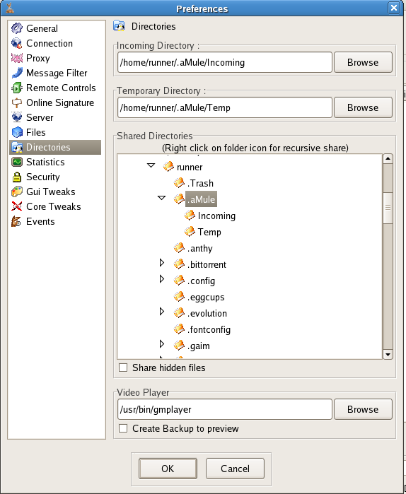 Prefs aMuleSVN Fedora Gnome.png