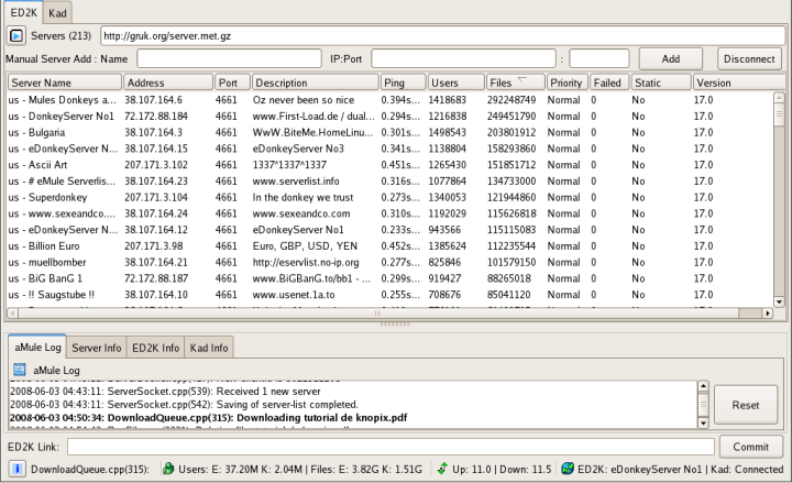 Serverlist-ed2k aMule Fedora Gnome.png